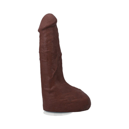 THE REALISTIC COCK SQUIRTING 9.5 IN. ULTRASKYN VAC-U-LOCK DILDO CHOCOLATE