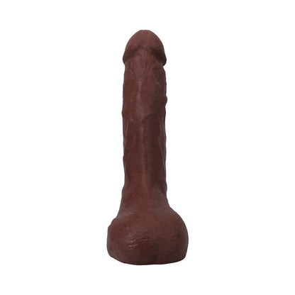 THE REALISTIC COCK SQUIRTING 9.5 IN. ULTRASKYN VAC-U-LOCK DILDO CHOCOLATE