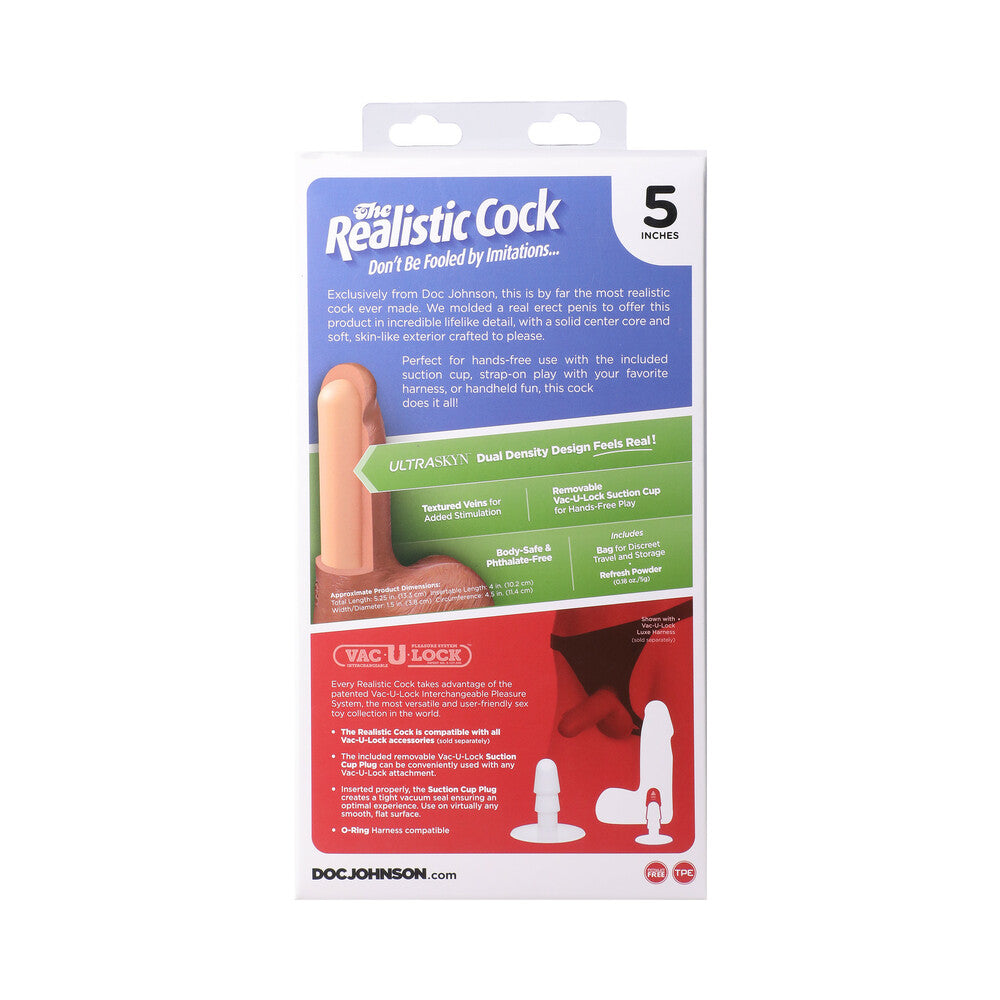 THE REALISTIC COCK 5 IN. ULTRASKYN VAC-U-LOCK DILDO WITH BALLS VANILLA