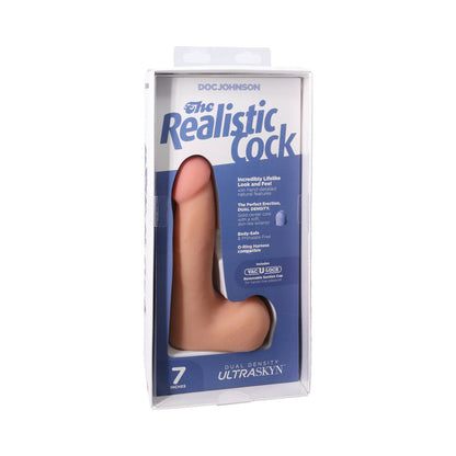 DOC JOHNSON - THE REALISTIC COCK 7 IN. ULTRASKYN VAC-U-LOCK DILDO WITH BALLS VANILLA