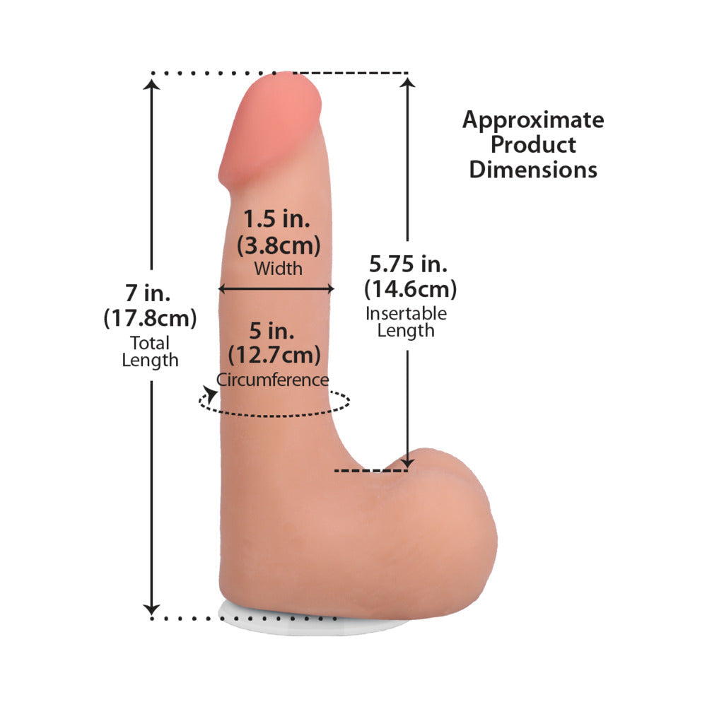 THE REALISTIC COCK 7 IN. ULTRASKYN VAC-U-LOCK DILDO WITH BALLS VANILLA