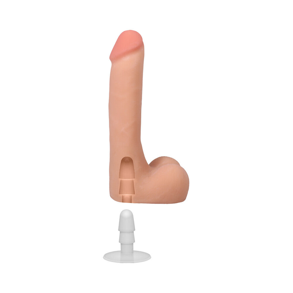 THE REALISTIC COCK 9 IN. ULTRASKYN VAC-U-LOCK DILDO WITH BALLS VANILLA