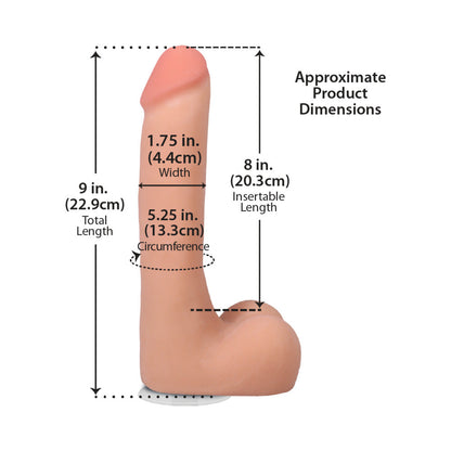 THE REALISTIC COCK 9 IN. ULTRASKYN VAC-U-LOCK DILDO WITH BALLS VANILLA