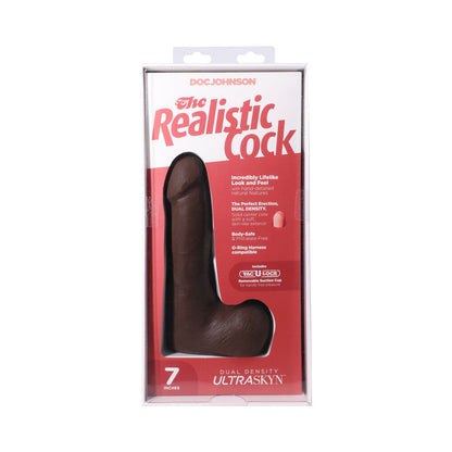 THE REALISTIC COCK 7 IN. ULTRASKYN VAC-U-LOCK DILDO WITH BALLS CHOCOLATE