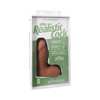 THE REALISTIC COCK 5 IN. ULTRASKYN VAC-U-LOCK DILDO WITH BALLS CARAMEL