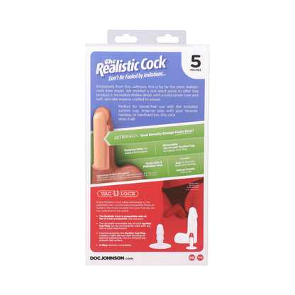 THE REALISTIC COCK 5 IN. ULTRASKYN VAC-U-LOCK DILDO WITH BALLS CARAMEL