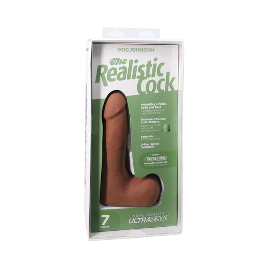 THE REALISTIC COCK 7 IN. ULTRASKYN VAC-U-LOCK DILDO WITH BALLS CARAMEL