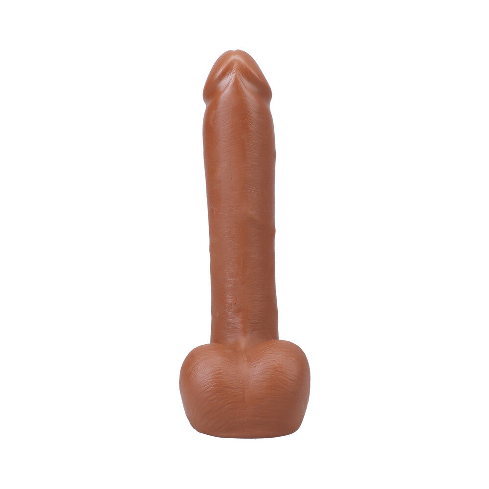 THE REALISTIC COCK 9 IN. ULTRASKYN VAC-U-LOCK DILDO WITH BALLS CARAMEL