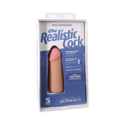 DOC JOHNSON - THE REALISTIC COCK 5 IN. ULTRASKYN VAC-U-LOCK DILDO VANILLA