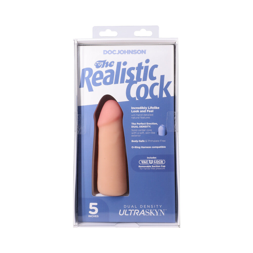 DOC JOHNSON - THE REALISTIC COCK 5 IN. ULTRASKYN VAC-U-LOCK DILDO VANILLA