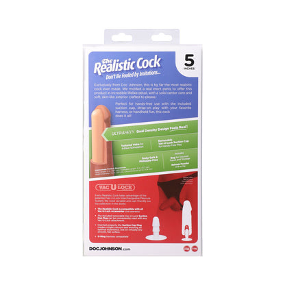 DOC JOHNSON - THE REALISTIC COCK 5 IN. ULTRASKYN VAC-U-LOCK DILDO VANILLA