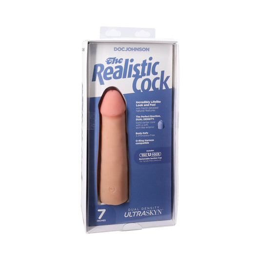 THE REALISTIC COCK 7 IN. ULTRASKYN VAC-U-LOCK DILDO VANILLA