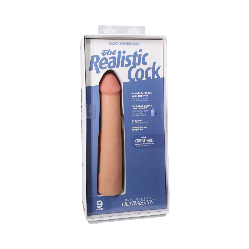 DOC JOHNSON - THE REALISTIC COCK 9 IN. ULTRASKYN VAC-U-LOCK DILDO VANILLA