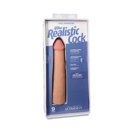THE REALISTIC COCK 9 IN. ULTRASKYN VAC-U-LOCK DILDO VANILLA