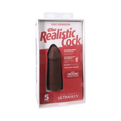 DOC JOHNSON - THE REALISTIC COCK 5 IN. ULTRASKYN VAC-U-LOCK DILDO CHOCOLATE