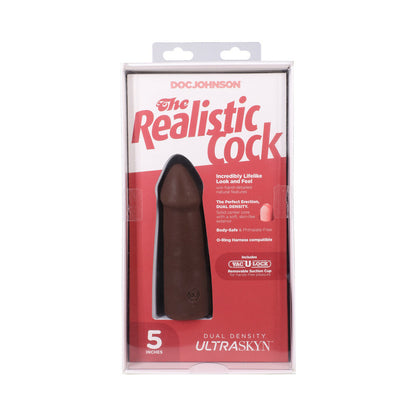 DOC JOHNSON - THE REALISTIC COCK 5 IN. ULTRASKYN VAC-U-LOCK DILDO CHOCOLATE