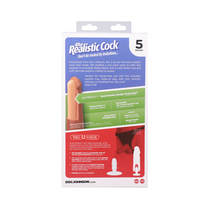 DOC JOHNSON - THE REALISTIC COCK 5 IN. ULTRASKYN VAC-U-LOCK DILDO CHOCOLATE