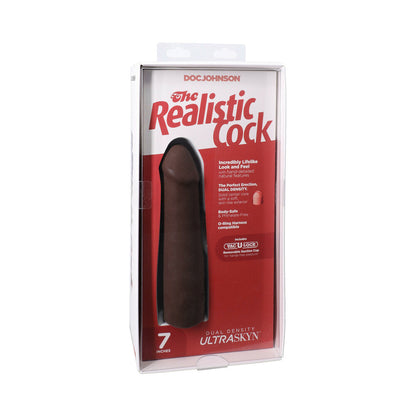 DOC JOHNSON - THE REALISTIC COCK 7 IN. ULTRASKYN VAC-U-LOCK DILDO CHOCOLATE
