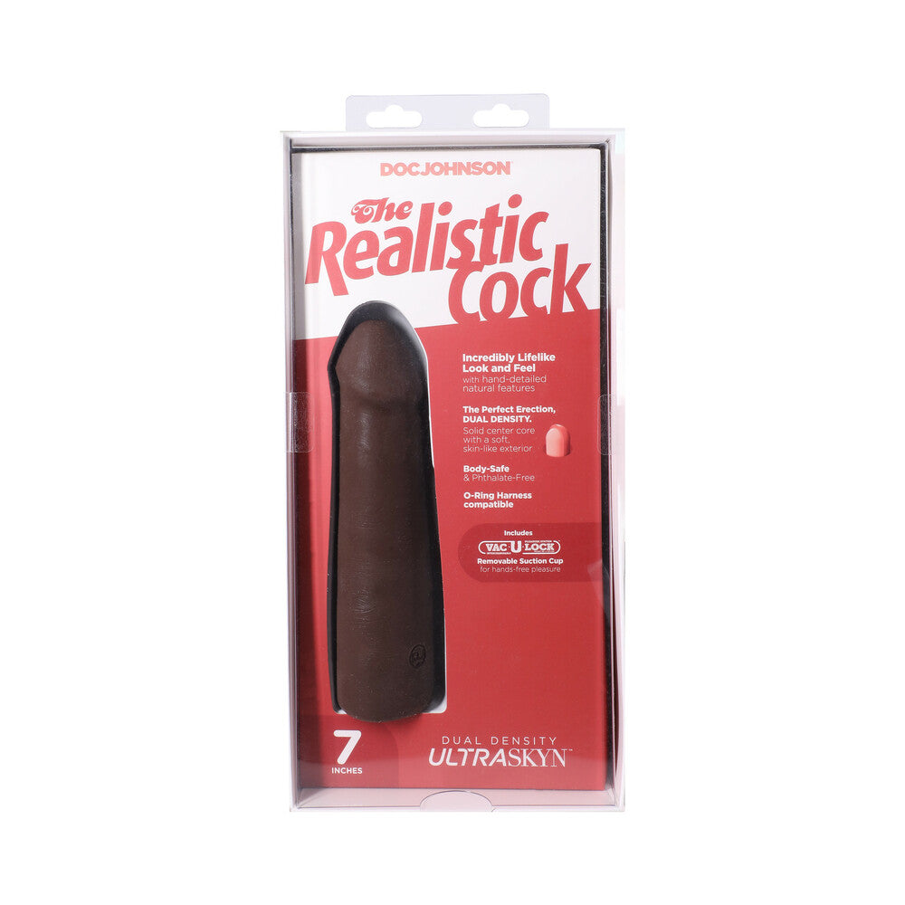 THE REALISTIC COCK 7 IN. ULTRASKYN VAC-U-LOCK DILDO CHOCOLATE