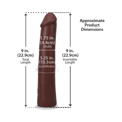 THE REALISTIC COCK 9 IN. ULTRASKYN VAC-U-LOCK DILDO CHOCOLATE