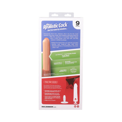 THE REALISTIC COCK 9 IN. ULTRASKYN VAC-U-LOCK DILDO CHOCOLATE
