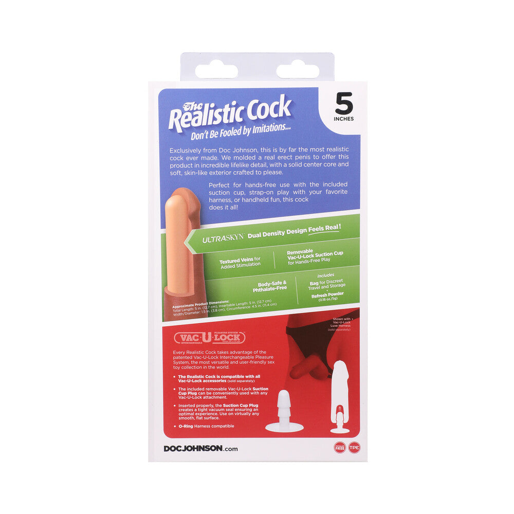 THE REALISTIC COCK 5 IN. ULTRASKYN VAC-U-LOCK DILDO CARAMEL