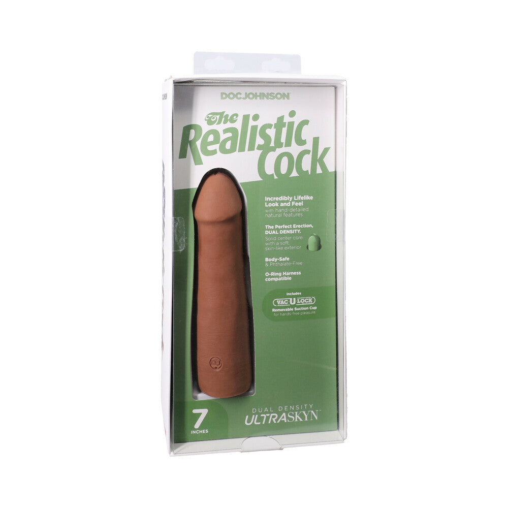 DOC JOHNSON - THE REALISTIC COCK 7 IN. ULTRASKYN VAC-U-LOCK DILDO CARAMEL