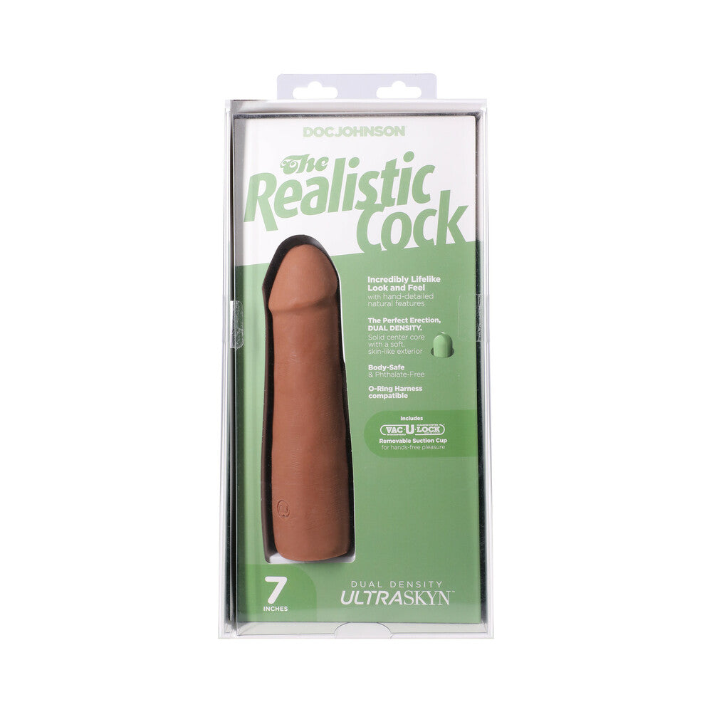 THE REALISTIC COCK 7 IN. ULTRASKYN VAC-U-LOCK DILDO CARAMEL