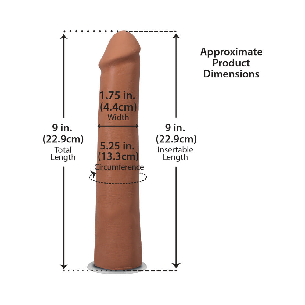 THE REALISTIC COCK 9 IN. ULTRASKYN VAC-U-LOCK DILDO CARAMEL