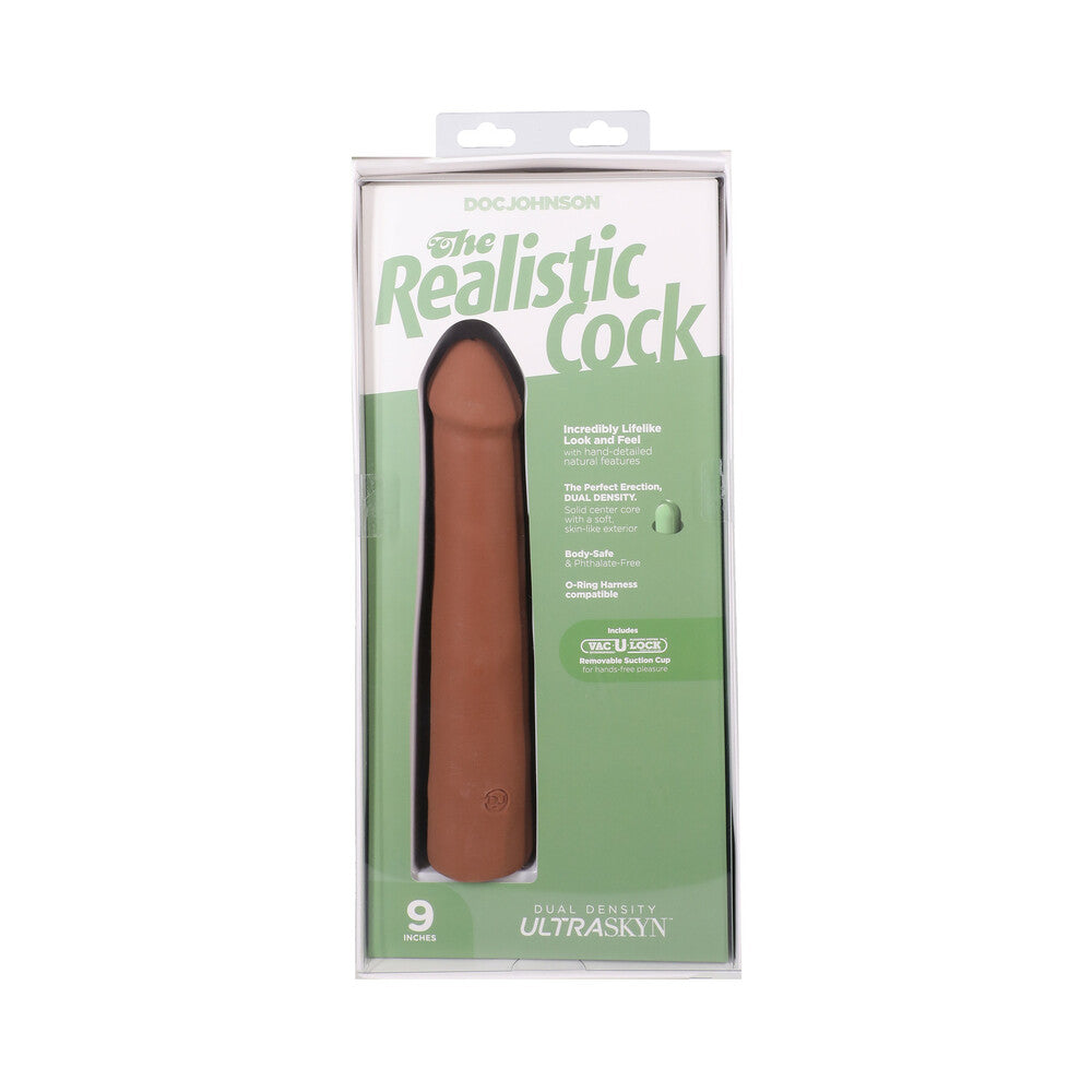 THE REALISTIC COCK 9 IN. ULTRASKYN VAC-U-LOCK DILDO CARAMEL