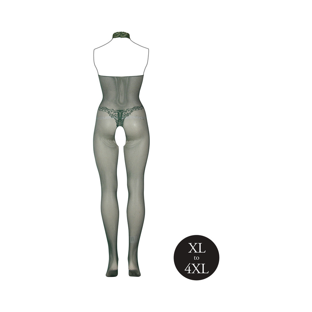 LE DESIR FISHNET AND LACE BODYSTOCKING MIDNIGHT GREEN QUEEN SIZE