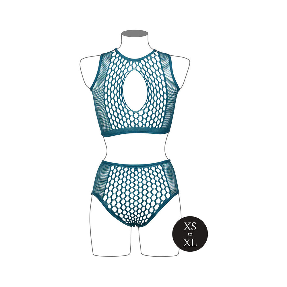 LE DESIR DUO NET KEY-HOLE BRA SET OCEAN DEEP O/S