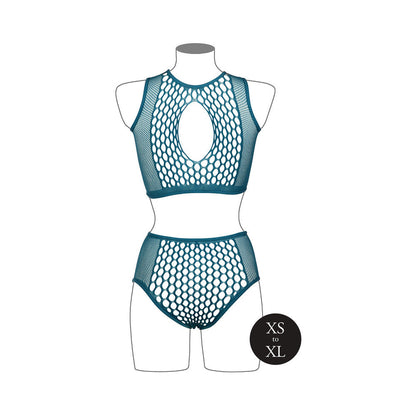 LE DESIR DUO NET KEY-HOLE BRA SET OCEAN DEEP O/S