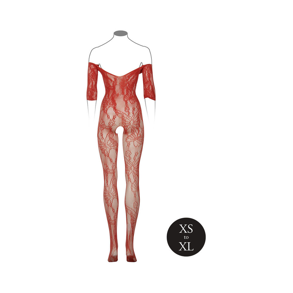 LE DESIR LACE LONG-SLEEVED BODYSTOCKING SUNSET GLOW O/S