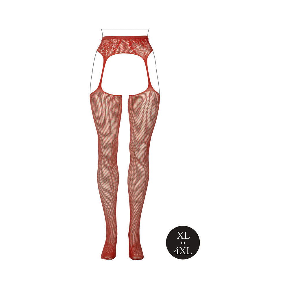 LE DESIR FISHNET AND LACE GARTERBELT STOCKINGS SUNSET GLOW QUEEN SIZE