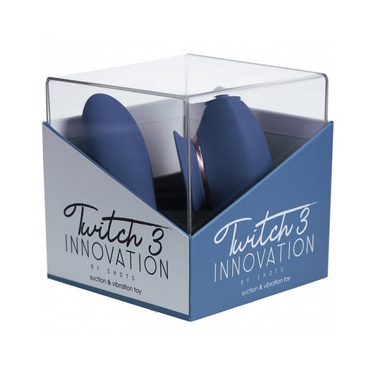 TWITCH 3 SILICONE RECHARGEABLE VIBRATOR & SUCTION BLUE/GREY