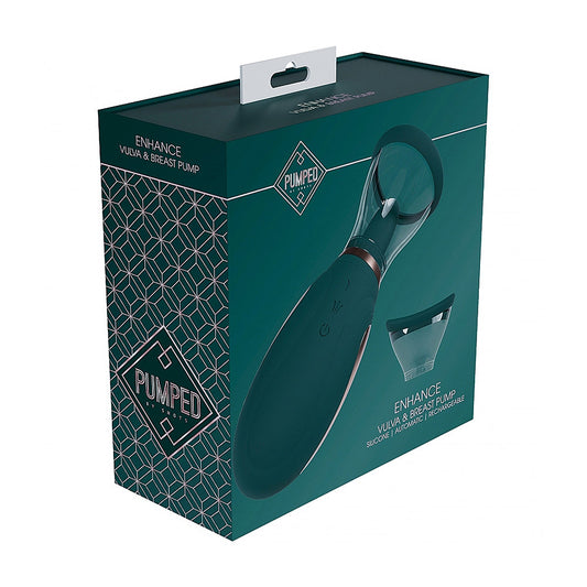 SHOTS - PUMPED ENHANCE AUTOMATIC RECHARGEABLE VULVA & BREAST PUMP FOREST GREEN