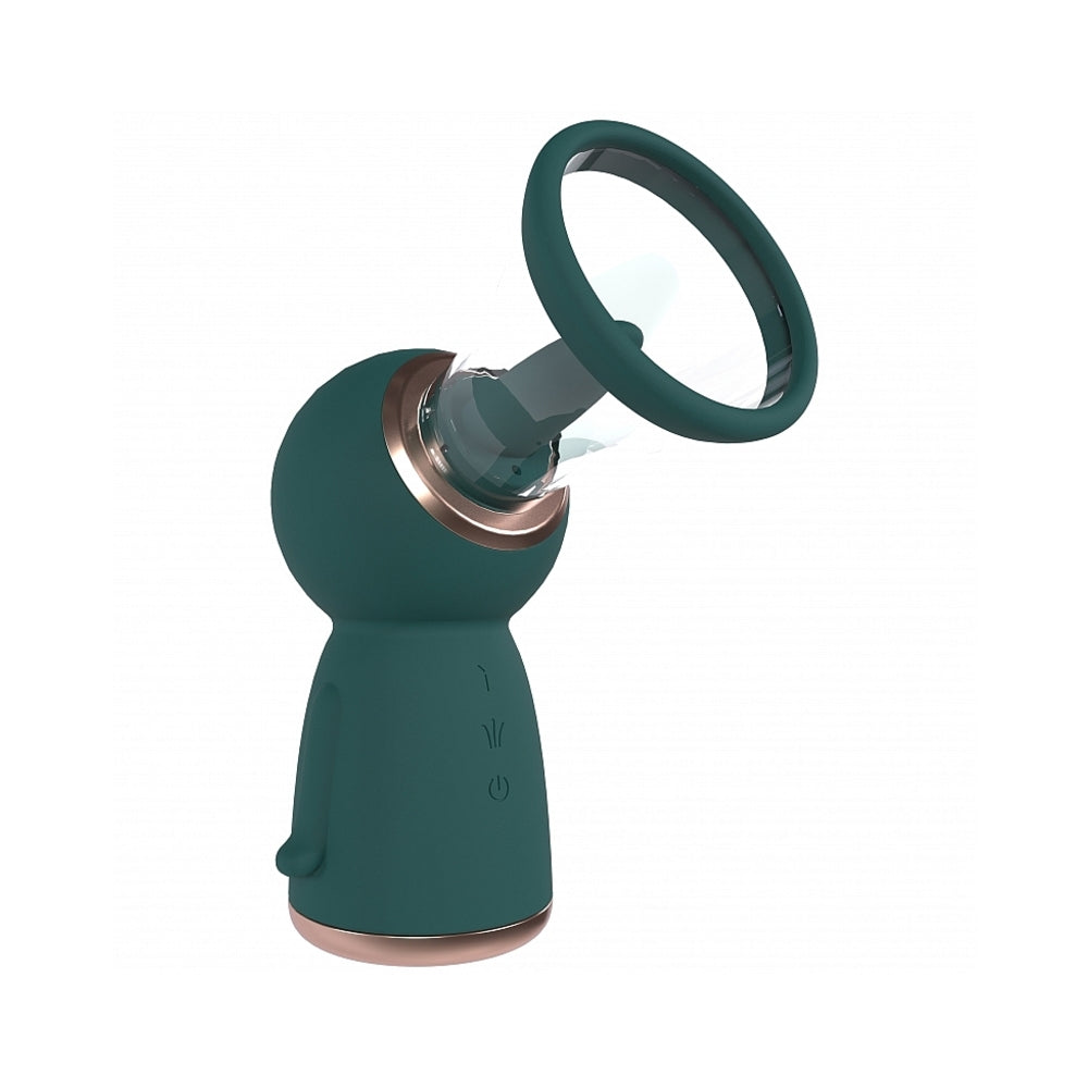 SHOTS - PUMPED EXQUISITE AUTOMATIC RECHARGEABLE VULVA & BREAST PUMP FOREST GREEN