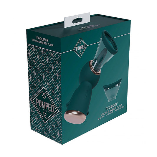 SHOTS - PUMPED EXQUISITE AUTOMATIC RECHARGEABLE VULVA & BREAST PUMP FOREST GREEN