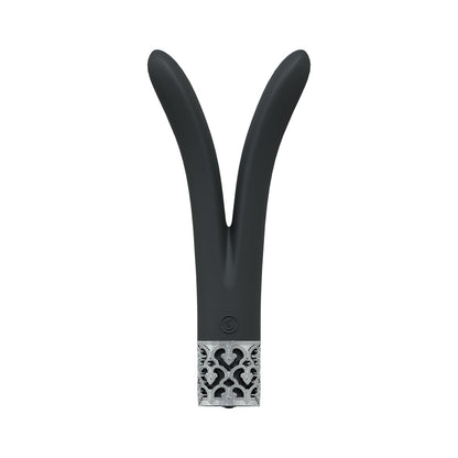ROYAL GEMS DUELING QUEENS SILICONE RECHARGEABLE VIBRATOR BLACK