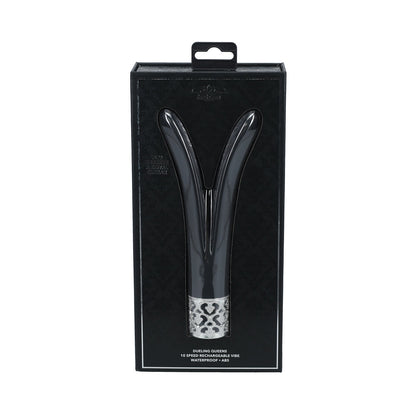 ROYAL GEMS DUELING QUEENS SILICONE RECHARGEABLE VIBRATOR BLACK