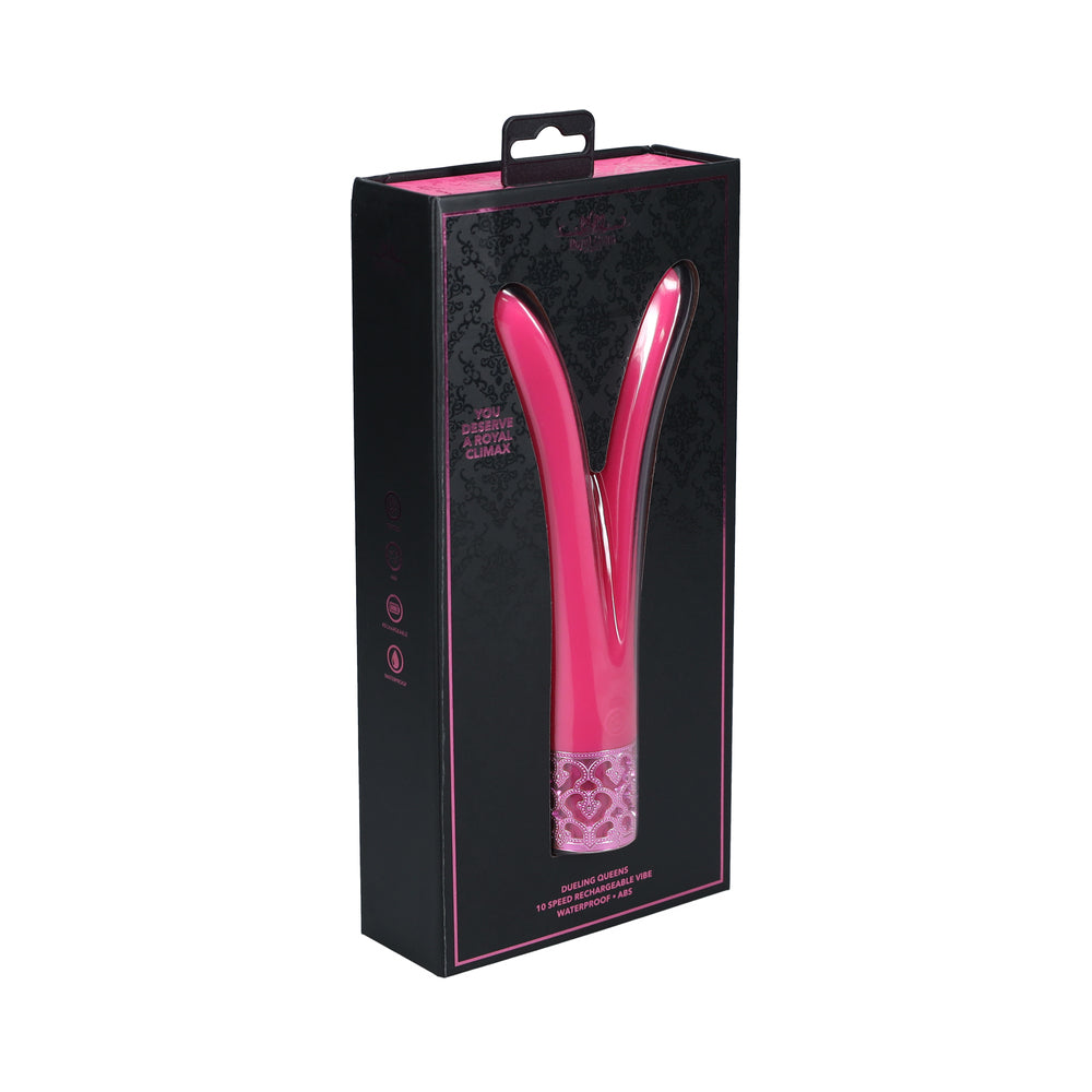 ROYAL GEMS DUELING QUEENS SILICONE RECHARGEABLE VIBRATOR PINK