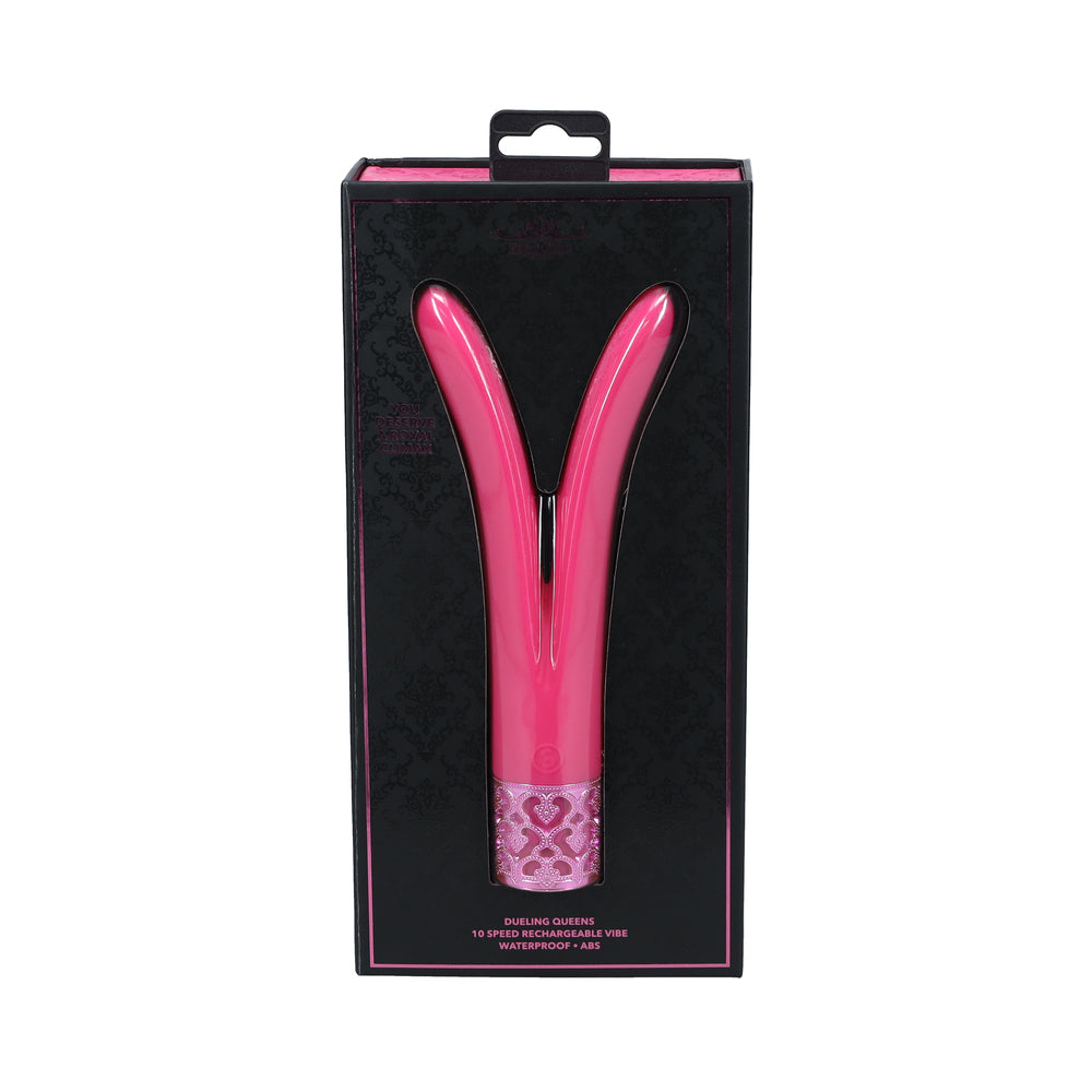 ROYAL GEMS DUELING QUEENS SILICONE RECHARGEABLE VIBRATOR PINK