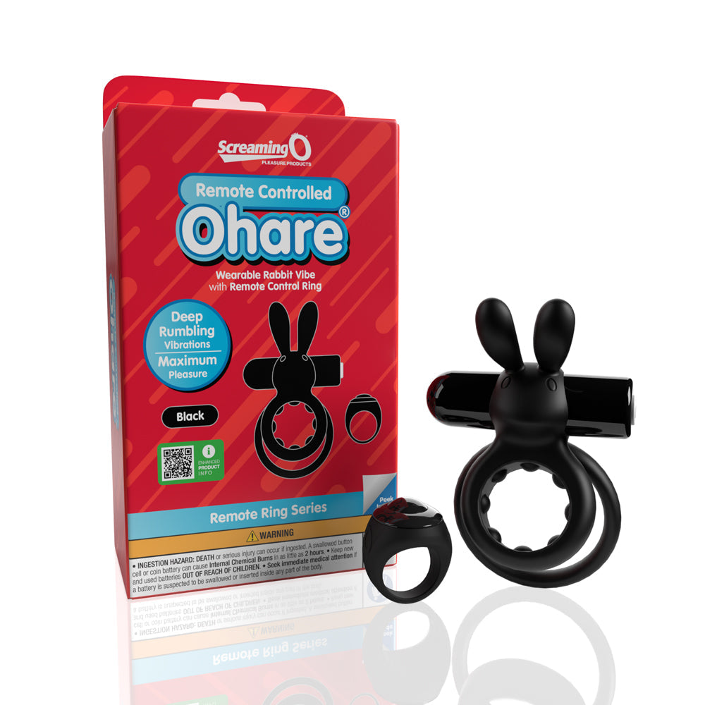 SCREAMING O REMOTE CONTROLLED OHARE VIBRATING RING BLACK