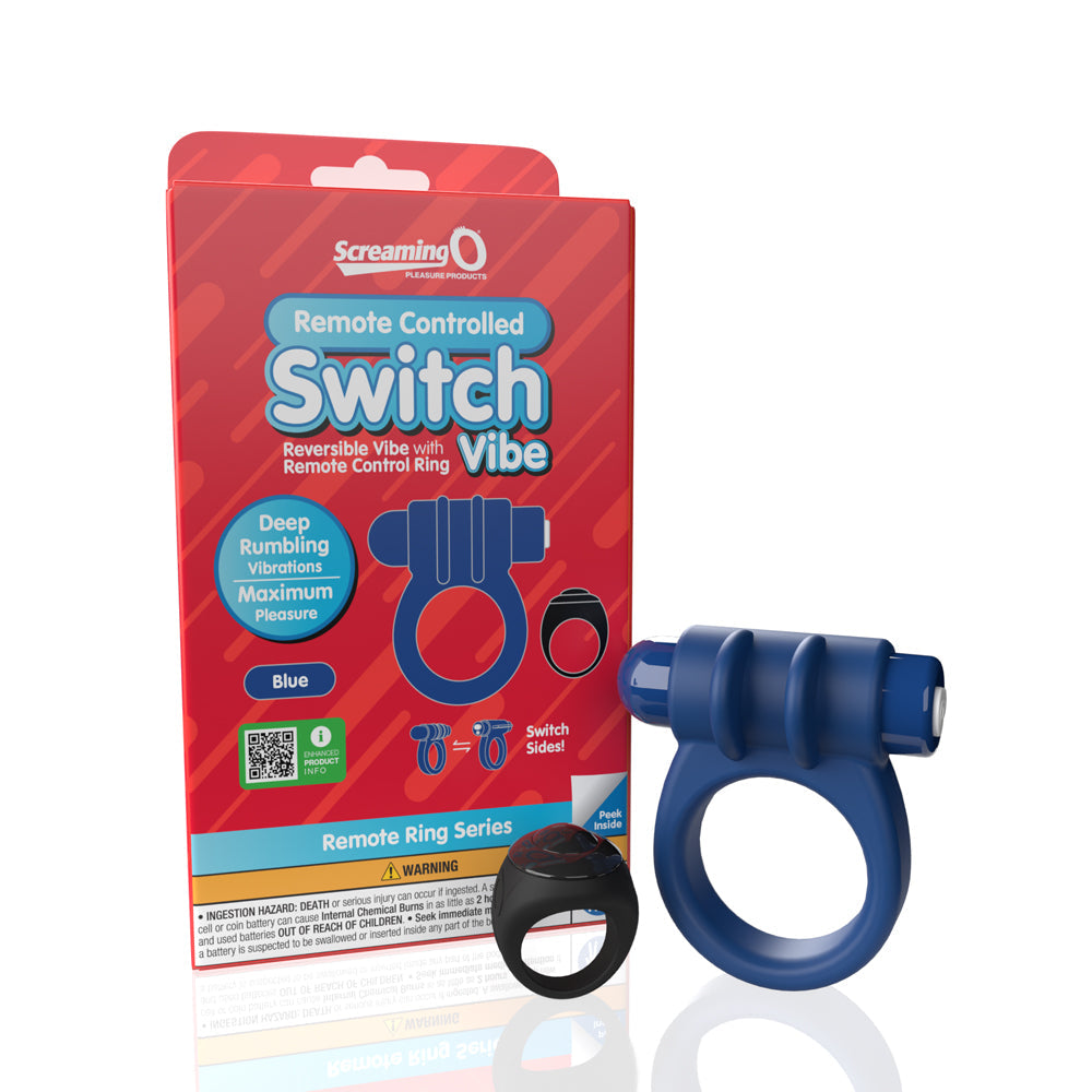 SCREAMING O REMOTE CONTROLLED SWITCH VIBRATING RING BLUE