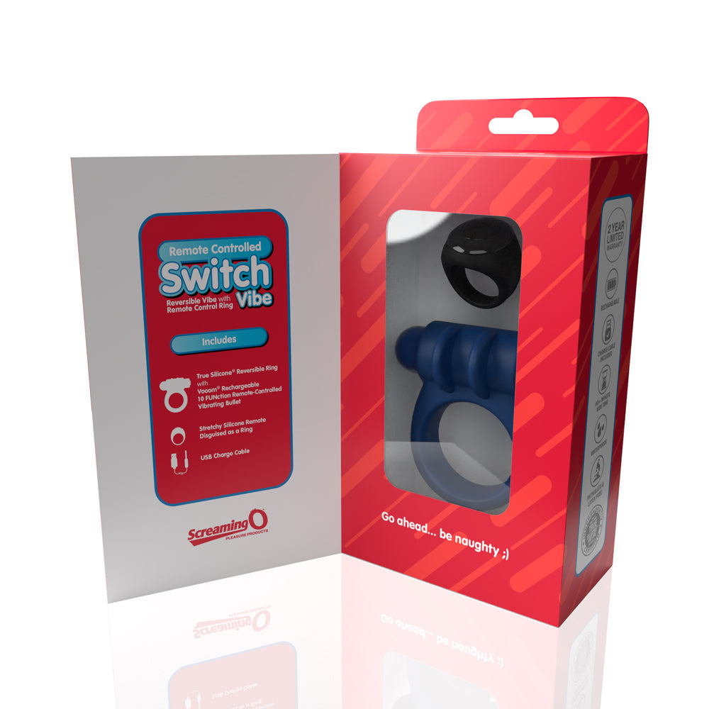 SCREAMING O REMOTE CONTROLLED SWITCH VIBRATING RING BLUE