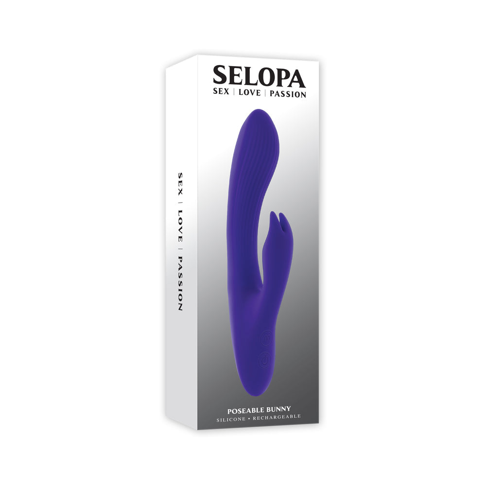 SELOPA POSEABLE BUNNY RECHARGEABLE DUAL STIMULATOR SILICONE PURPLE