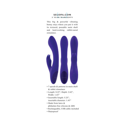 SELOPA - POSEABLE BUNNY RECHARGEABLE DUAL STIMULATOR SILICONE PURPLE