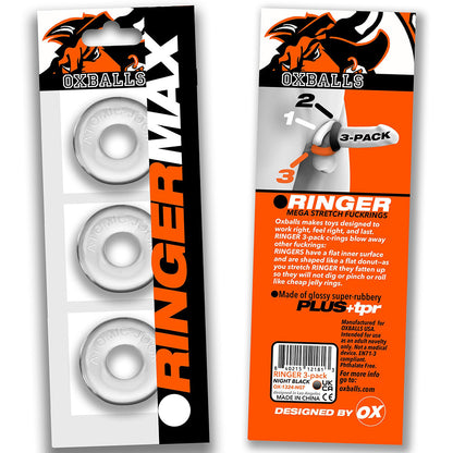 OXBALLS RINGER MAX 3-PACK CLEAR