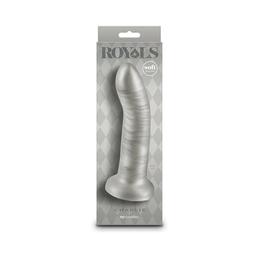 ROYALS CHARLIE 7 IN. METALLIC CURVED DILDO CHAMPAGNE